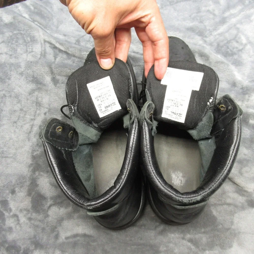 Red Wing Work Boots Mens 13 D Black Leather‎ Safety Steel Toe Lace-Up USA Made